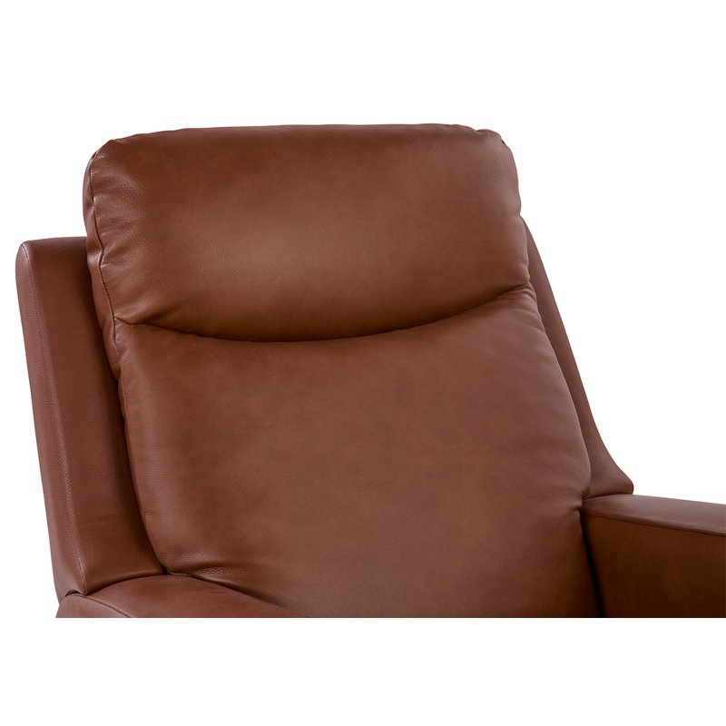 Emmons Leather Rocker Recliner, Oak