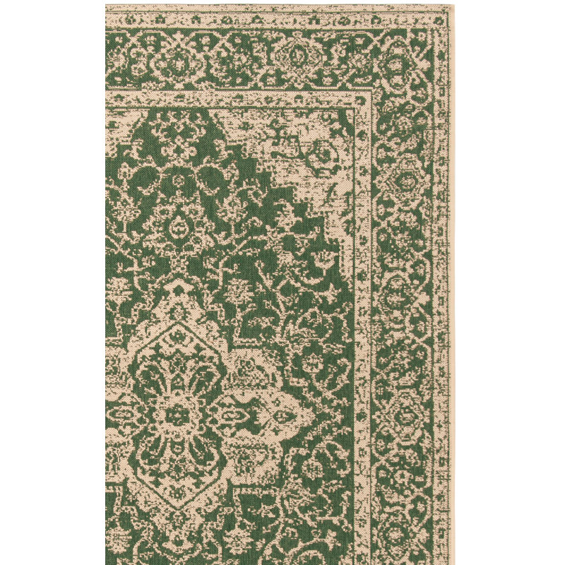 Danya Oriental Green/Cream Indoor/Outdoor Area Rug, Runner 2'2" x 8'
