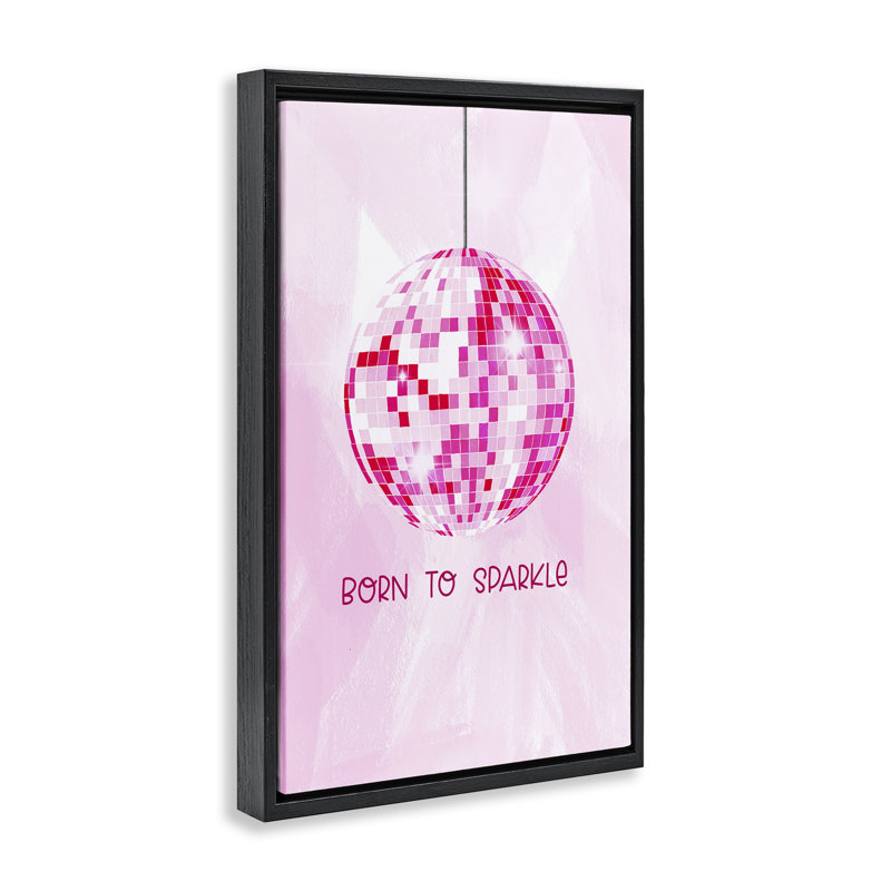 «Born To Sparkle Disco» par JJ Design House, LLC., H 25 po x l 17 po, Cadre flottant noir de jais