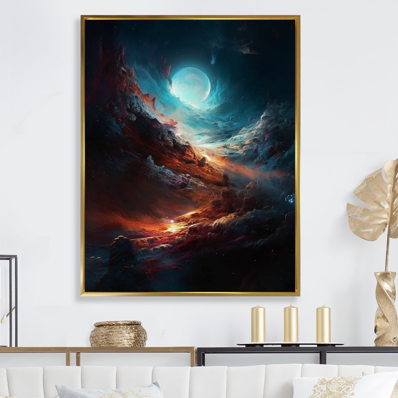 Imagine Space II sur toile, H 20 po x l 12 po x P 1 po, Cadre flottant doré