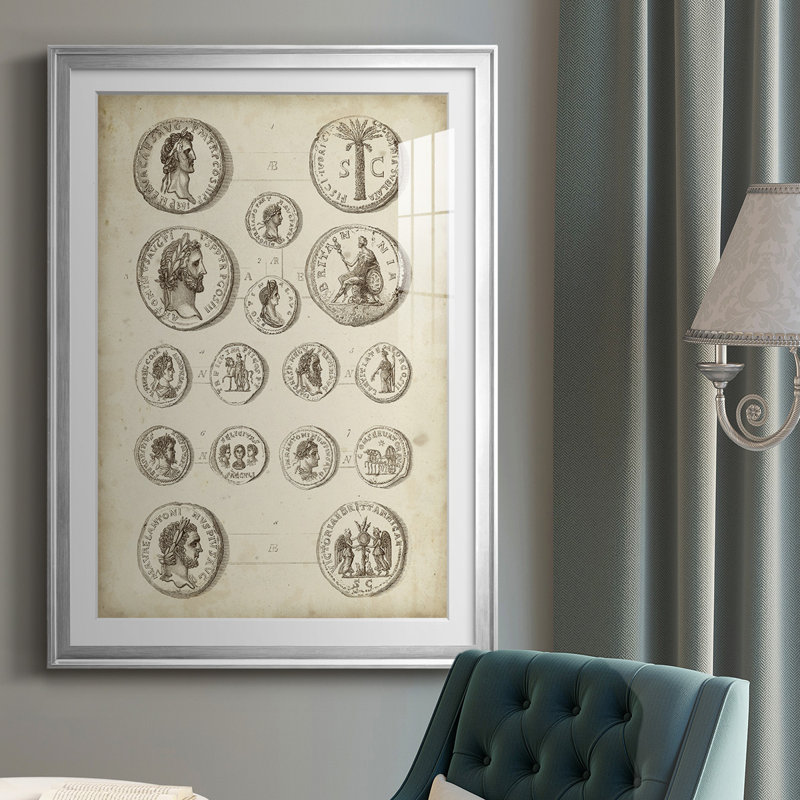Antique Roman Coins IV - Picture Frame Print, Silver, 30.5" H x 22.5" W x 1" D