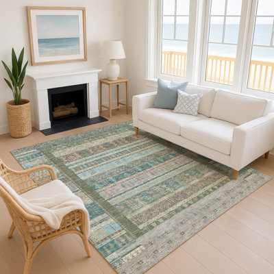 Premium Machine Washable Mayfield AMF2160 Striped Rug