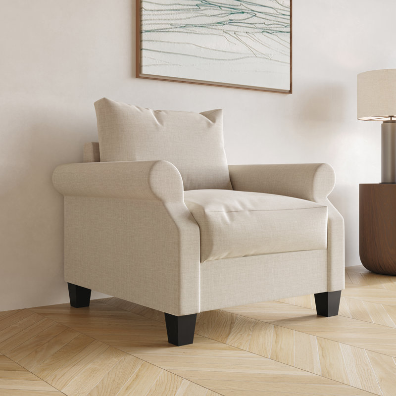 Fauteuil Mayner, 100 % lin beige