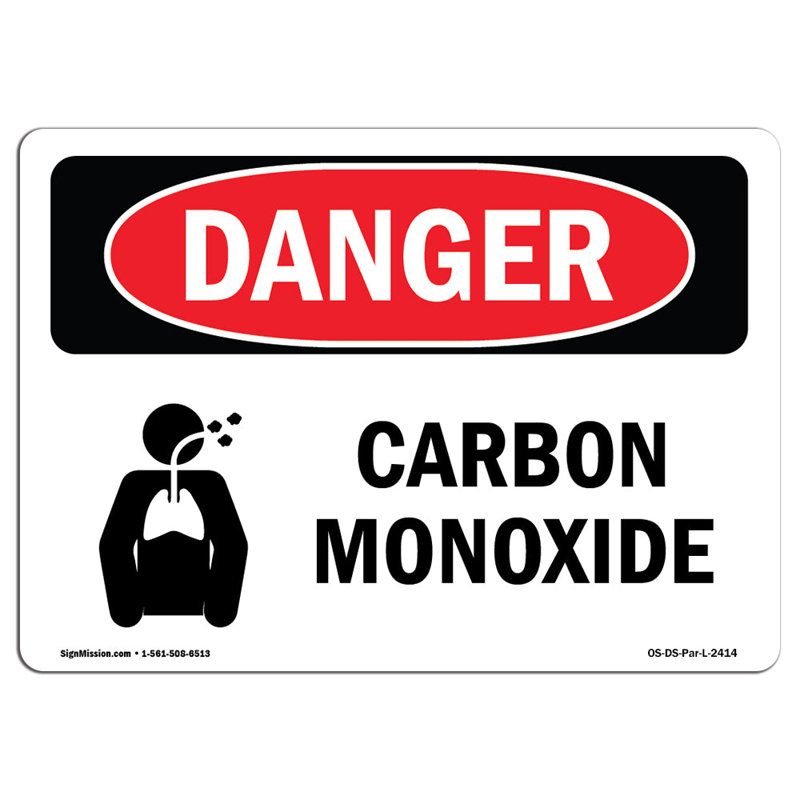 Plaque de monoxyde de carbone et aluminium 12 x 18, H 18 po x l 24 po x P 0,1 po