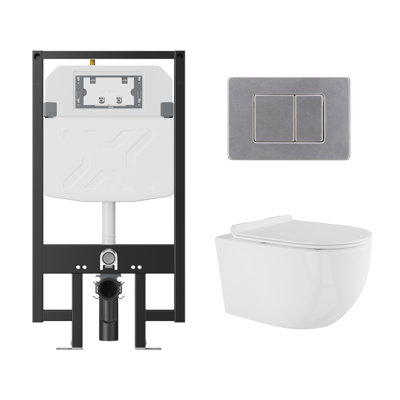 Capri 2-Piece 0.8/1.6 GPF Dual Flush Elongated Bowl Wall Mounted Toilets with In-Wall Tank, Fits 2x4 Studs(Seat Included) -  Eridanus, ERI-WT425-4