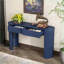 Table basse cannelée moderne à 2 tiroirs Trexm - Plateau ovale pour le salon, beaucoup de rangement Pieds de colonne stables