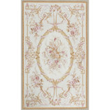 Aubusson Renaissance Wool Oriental Area Rug in Ivory