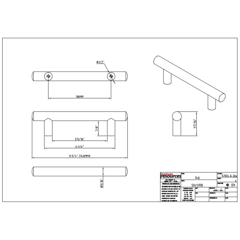 Key West Bar Pull, Satin Nickel, 5 1/16"