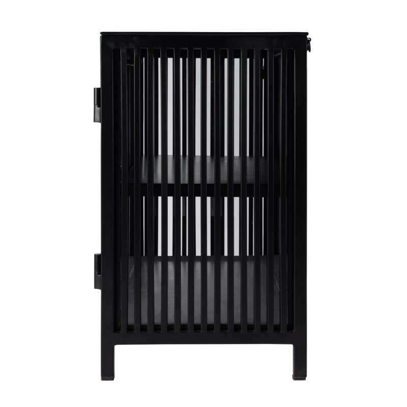 Azalia 35.5 in. W Iron and Glass Accent Storage Chest with 1 Interior Shelf