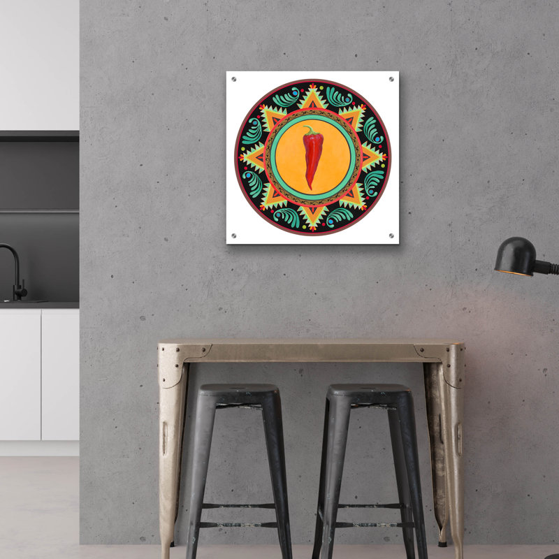  «Talavera Tex-mex 1» par Art Licensing Studio, art mural en verre acrylique, 24 po x 24 po, H 24 po x l 24 po