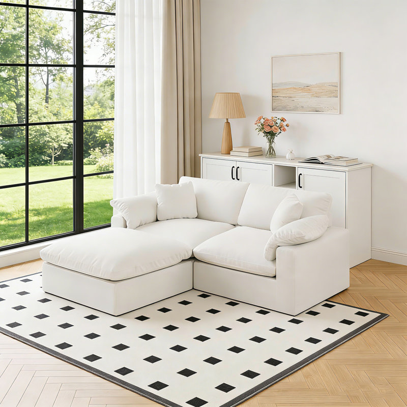 Canapé-lit modulaire Rawls, Blanc, H 25,2 po x l 78,6 po x P 71,5 po, 3