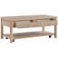 Table de centre de salon classique en bois à finition naturelle avec 2 tiroirs et tablette ouverte