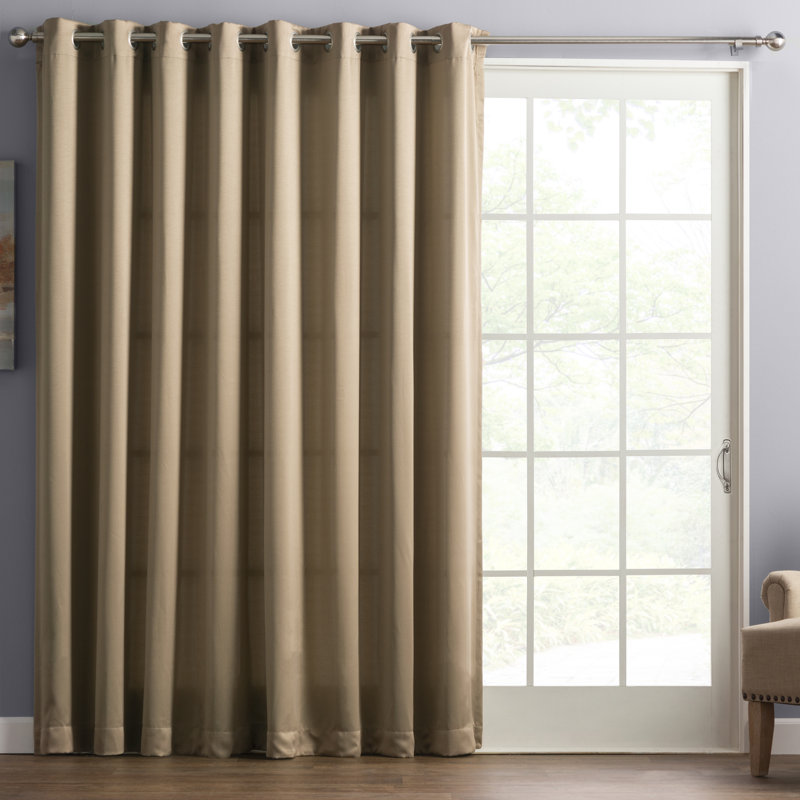 Polyester Room Darkening Noise Reducing Sliding Panel, Sage Green