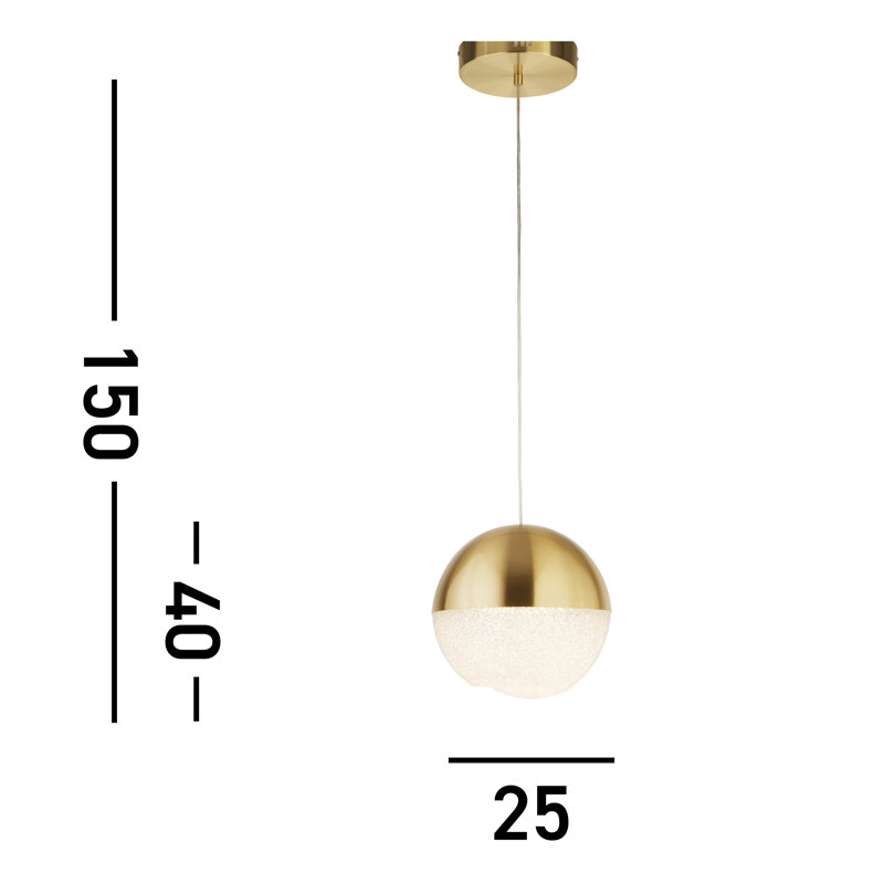 Achilles 1 - Light LED Single Pendant, Satin Brass