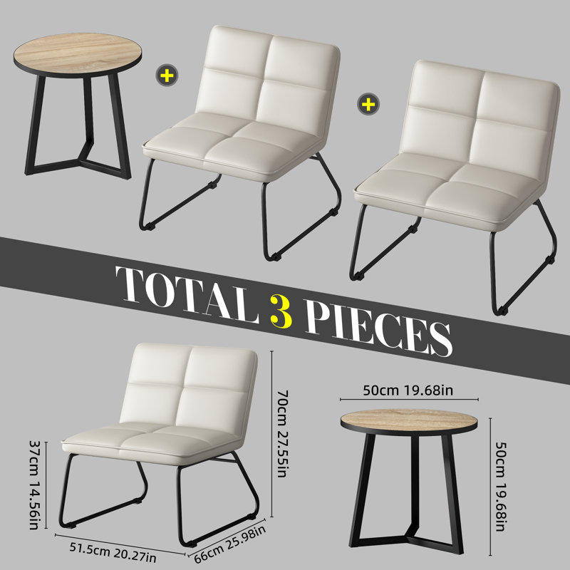 Chaunte 3 - Coffee Table Set with Occasional Chair for 2, Light Brown
