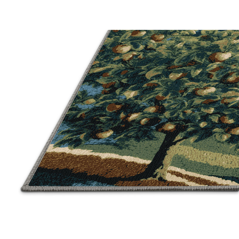  Washable Mountain Apple Fruits Area Rug, Round 6'