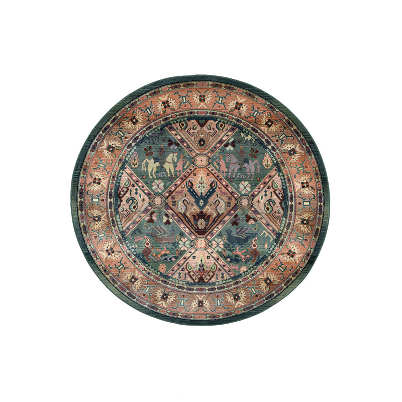 Tapis rouge / bleu / brun noué à la main de haute qualité