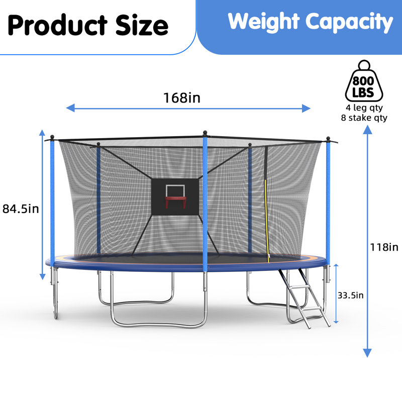 Trampoline rond 14 'avec enceinte sécuritaire Sencho Ginsytalior