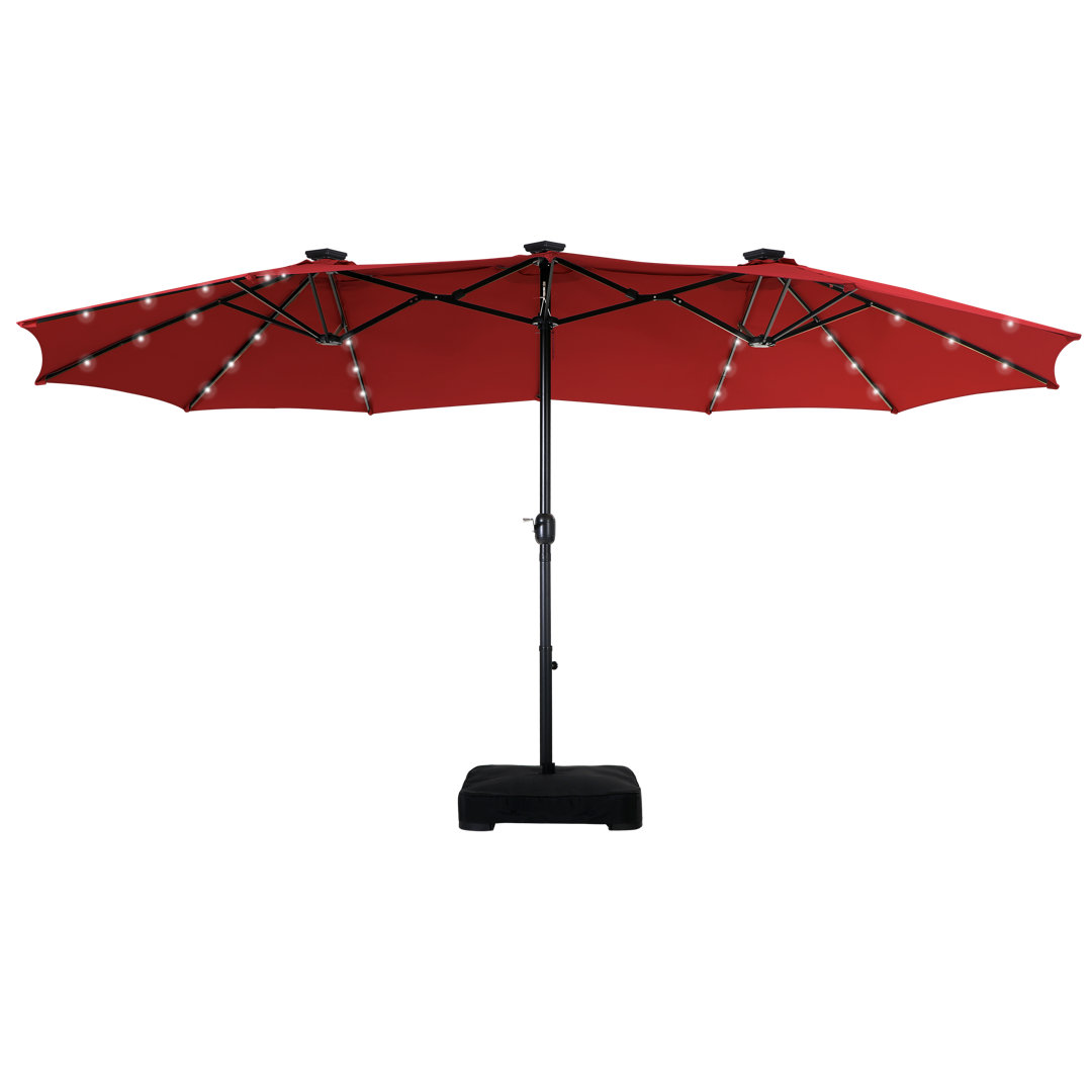 Tamija 181.1" x 108" Rectangular Lighted Market Umbrella With Base Arlmont & Co. Fabric 