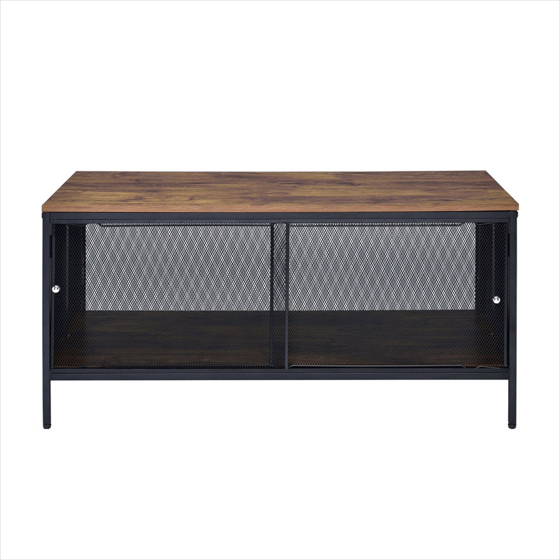 Table basse rectangulaire pour le salon, chêne antique et noir mat, pliable, 41 L
