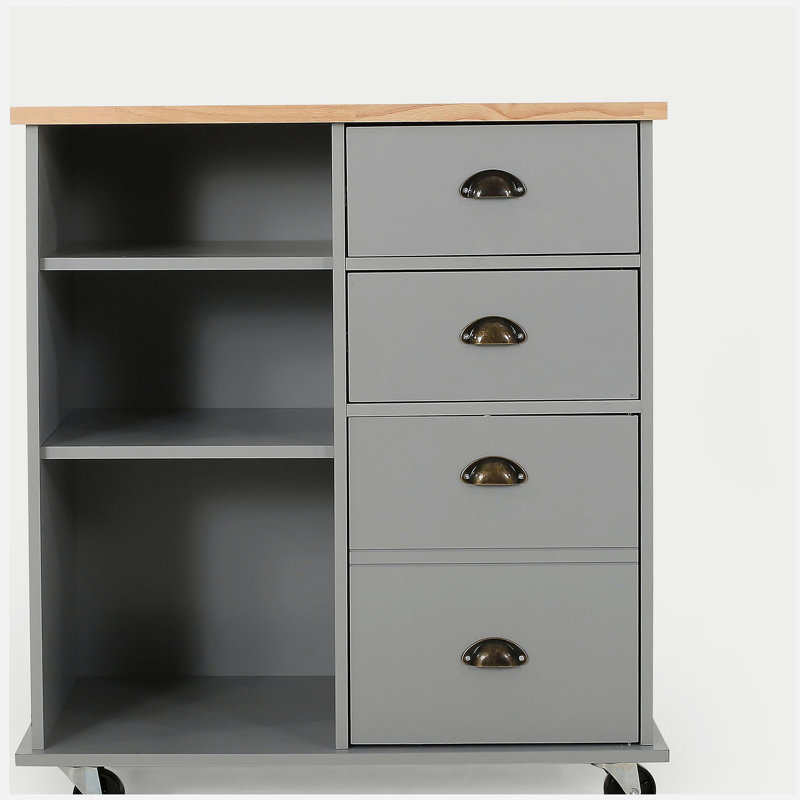 Modern Kitchen Trolley, Spacious, with Swivel Wheels, Gray