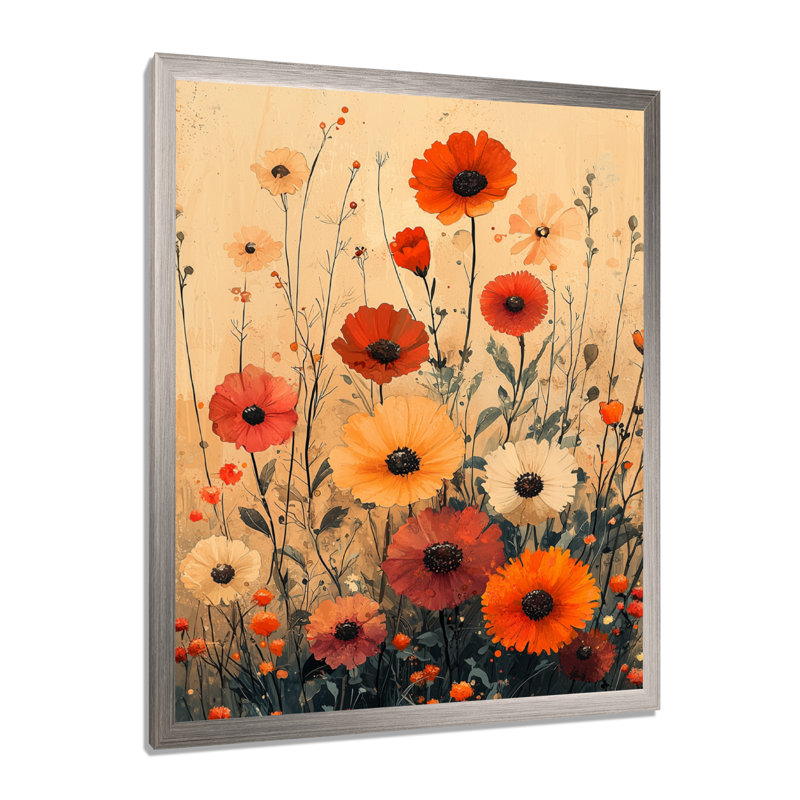 Murphree - art mural floral, H 32 po x l 16 po, Argent argent, Reproduction encadrée d'une seule photo