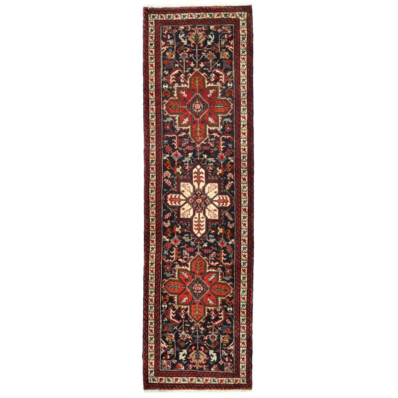 Tapis de couloir oriental vintage à motif floral géométrique 3 x 10