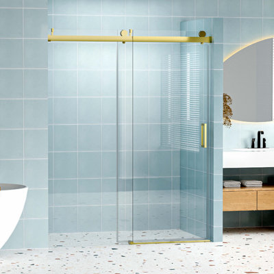 56" - 60" (W) X 76" (H) Frameless Soft-Closing Shower Door, 1/4" (6Mm) Tempered Glass Single Sliding With Explosion-Proof Film