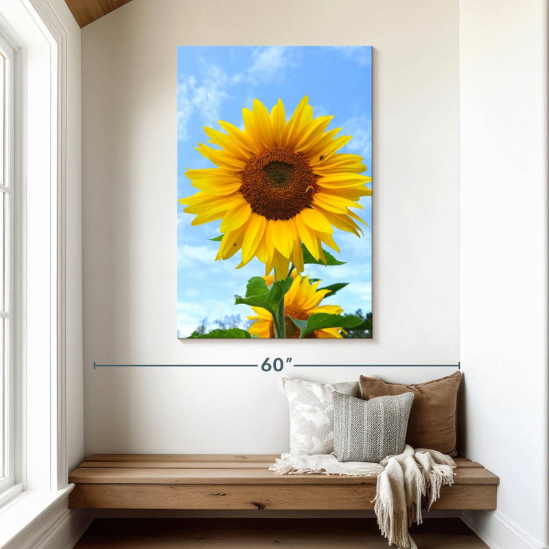 Harnek tournesol en fleurs, H 48 po x l 32 po