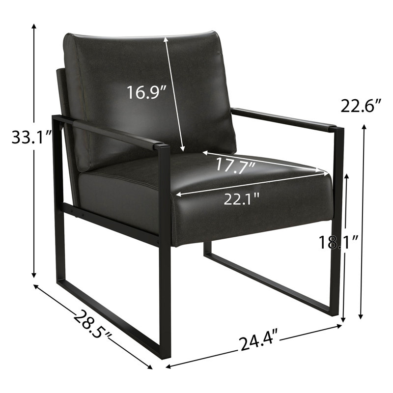 17 Stories Achikam Wide Vintage Soft Vegan Leather Arm