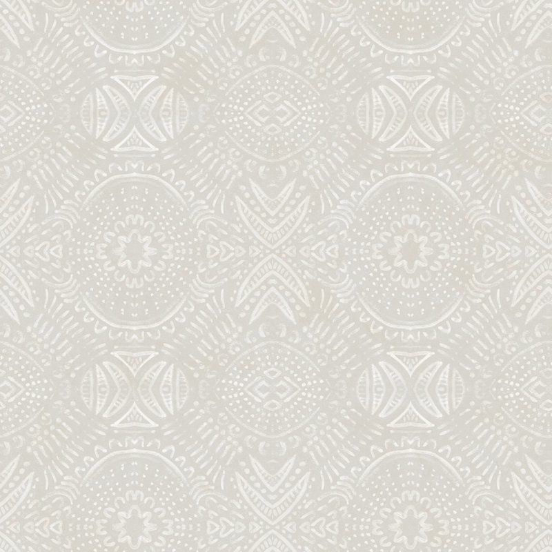 Rouleau de papier peint lisse Dineen Medallion, Gris clair
