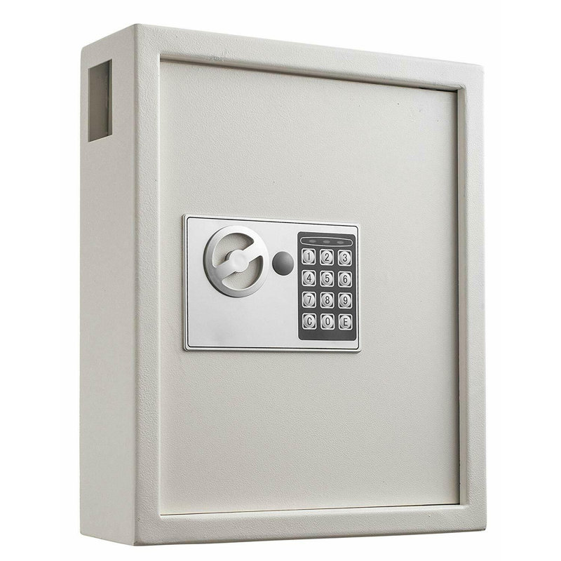 40-Key Steel Digital Lock Key Cabinet, White