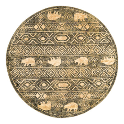 Tapis vert / noir / beige Ieshaa