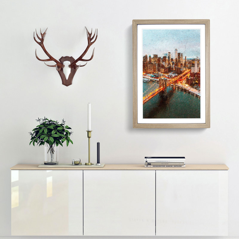 Heading to New York City - Picture Frame Photograph Print, 65cm H x 48cm W x 2cm D, Oak Framed