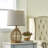 22" Brown Traditional Metal Rattan For Bedroom Living Room Bedside Desk Nightstand Single Table Lamps With Oatmeal Linen Empire Shade