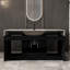Meuble-lavabo flottant simple moderne 39,4 po, comptoir en faux marbre, lavabo à débordement en céramique 15,6 po, 2 tiroirs et tablettes ouvertes dans une armoire en bois massif texturé noir, ensemble de drain inclus,