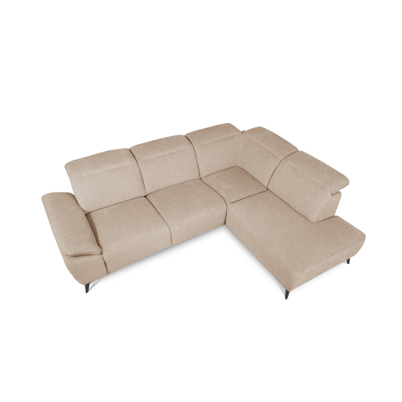 Relaxio Stylish Corner Sofa with Power Reclining & Multi Position Headrests & Adjustable Armrest, Right Hand Facing, Beige