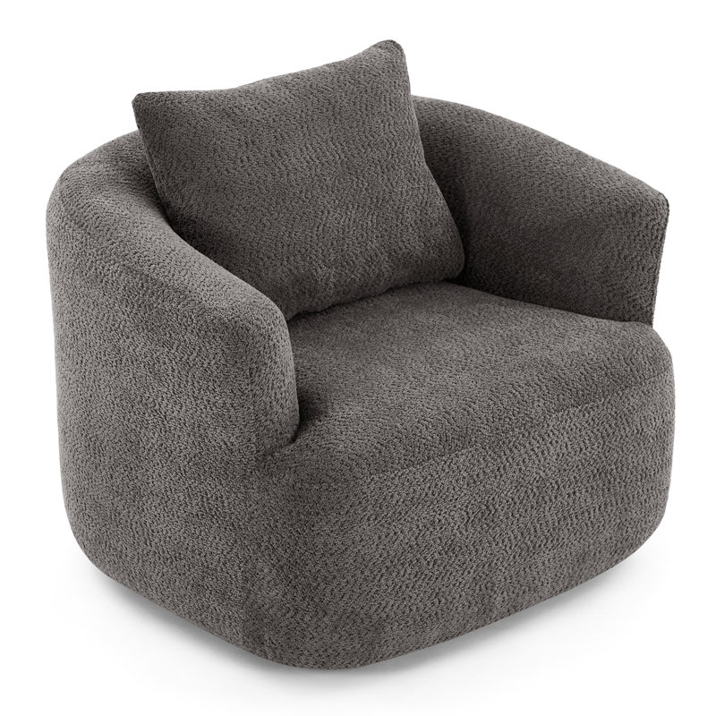 360° Compression Swivel  Accent Chair Sofa, Upholstered Swivel Barrel Sofa Chair With A Throw Pillow For Living Room, Bedroom, Office And Hotel