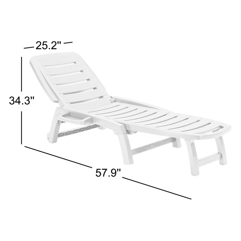 Chaise longue à 3 positions Cottage - Chaise longue sur roulettes - Blanc, Blanc