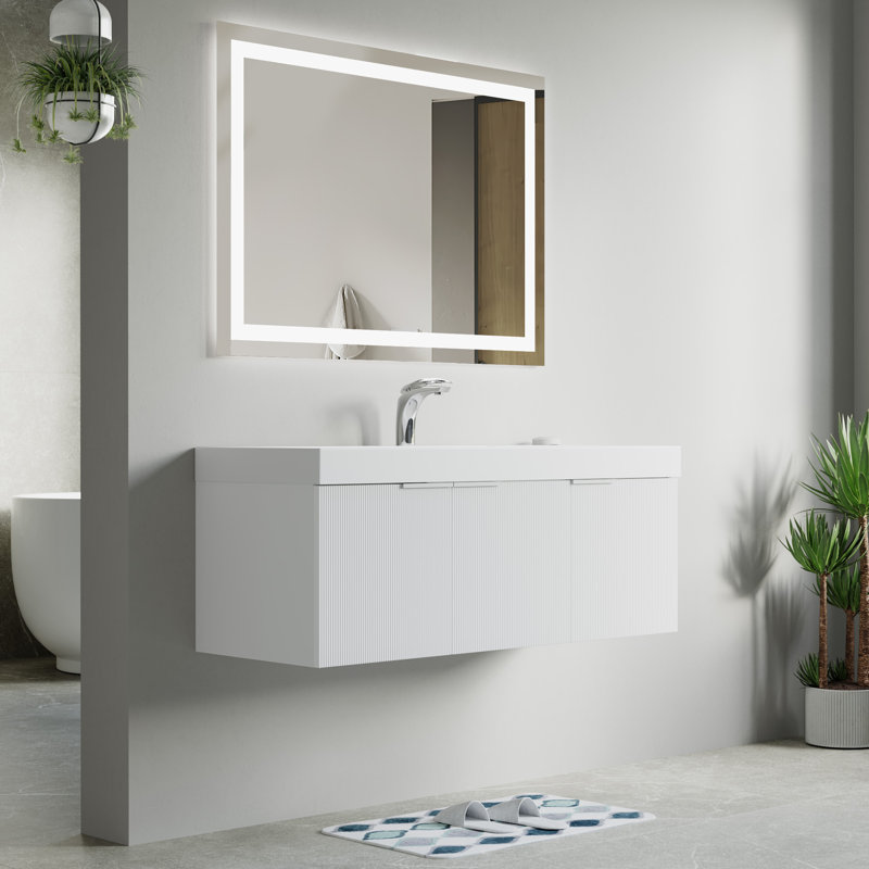 48" Single Vanity Set, Base, Resin Top, White