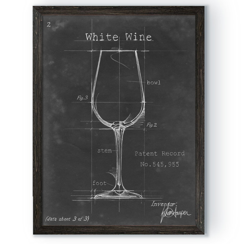 " Barware Blueprint IV " by Paul Cezanne, Ebony Canvas Framed, 22" H x 18" W x 1.25" D, No Mat