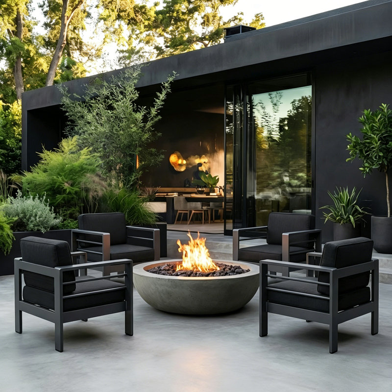 Caggiano Aluminum Outdoor Lounge Chair, Dark Gray