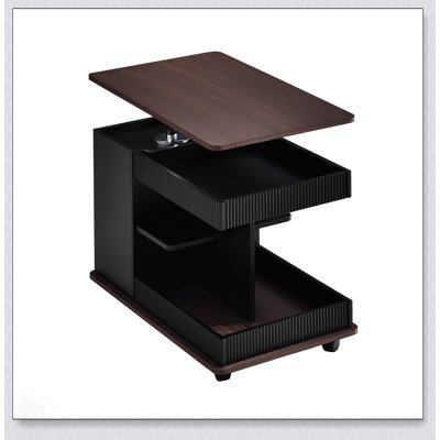 Table de bout réglable avec roulettes, table d'appoint moderne avec plateau relevable et rangement pour le salon