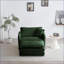Chaise d'appoint moderne avec repose-pieds, structure en bois massif revêtue de chenille pour le salon | Vert sauge | Chenille-440894920