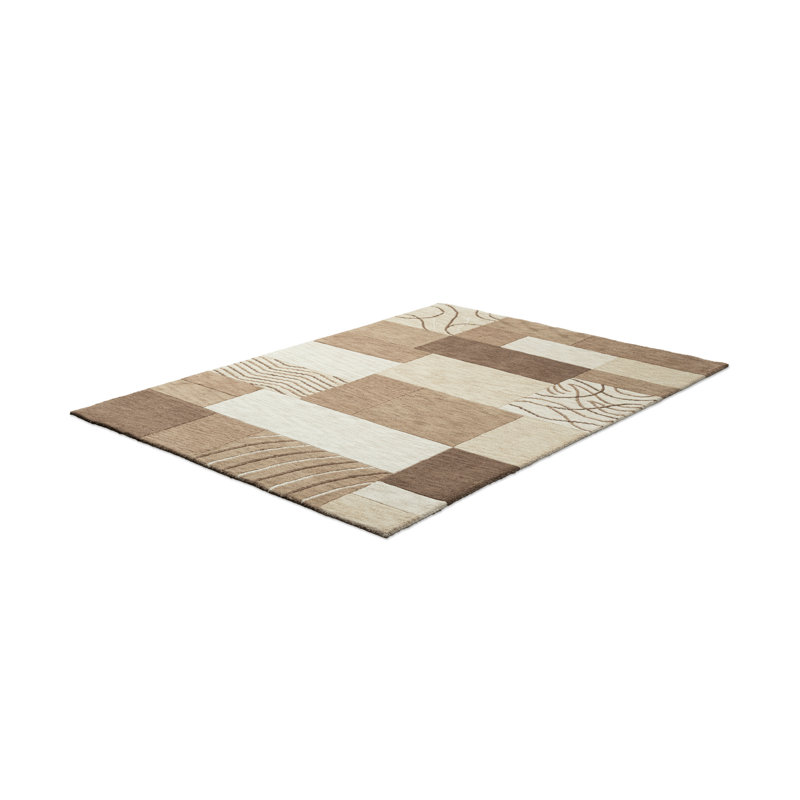 Hand Knotted Wool Brown Indoor Rug, Rectangle 70 x 140cm