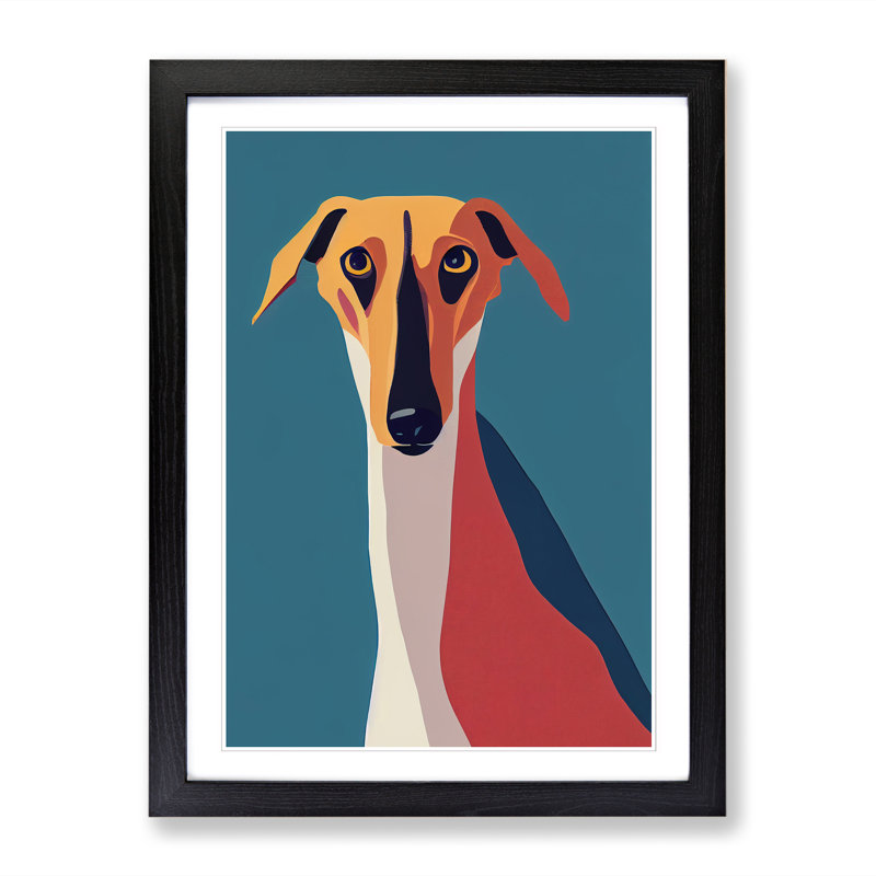 Cindina Greyhound Minimalistic - Picture Frame Print, Black, 64cm H x 46cm W x 2cm D