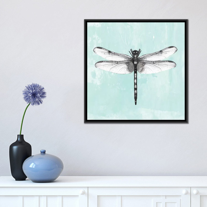 «Dragonfly I», reproduction sur toile, H 18 po x l 18 po x P 1,5 po, Toile avec cadre noir, Pas de tapis