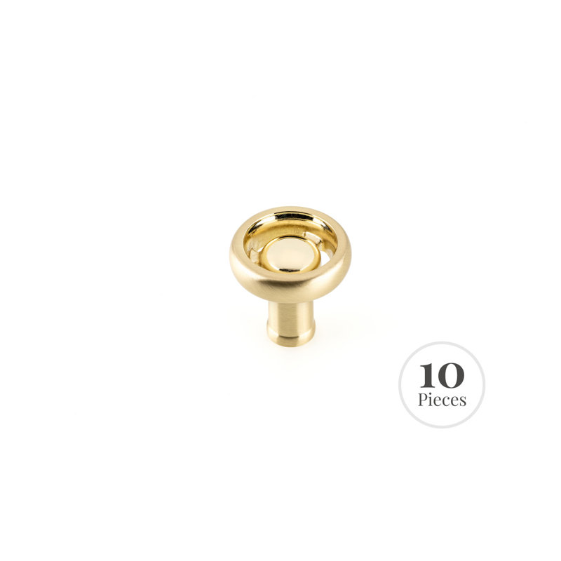 Kingston Brass Industrialist Cabinet Knob for Kitchen (10-Pack), Brushed Brass