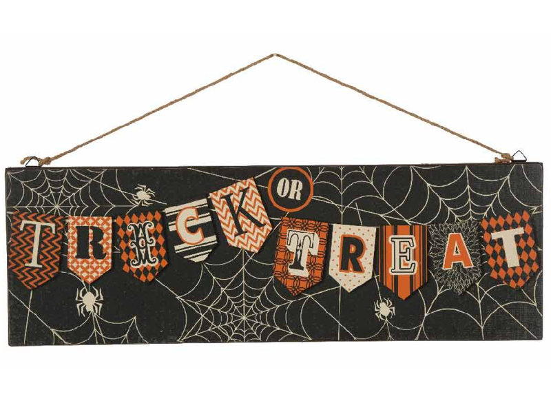 Enseigne murale halloween spiderweb en bois