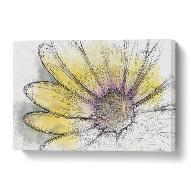 Yellow Gerbera Flower In Abstract - Wrapped Canvas, 40 cm H x 60 cm W